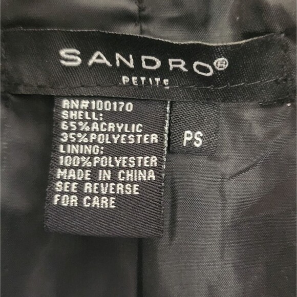 Sandro Petite Belted Marled Tweed Jacket Peplum Waist Women's Petite Small - Picture 5 of 7